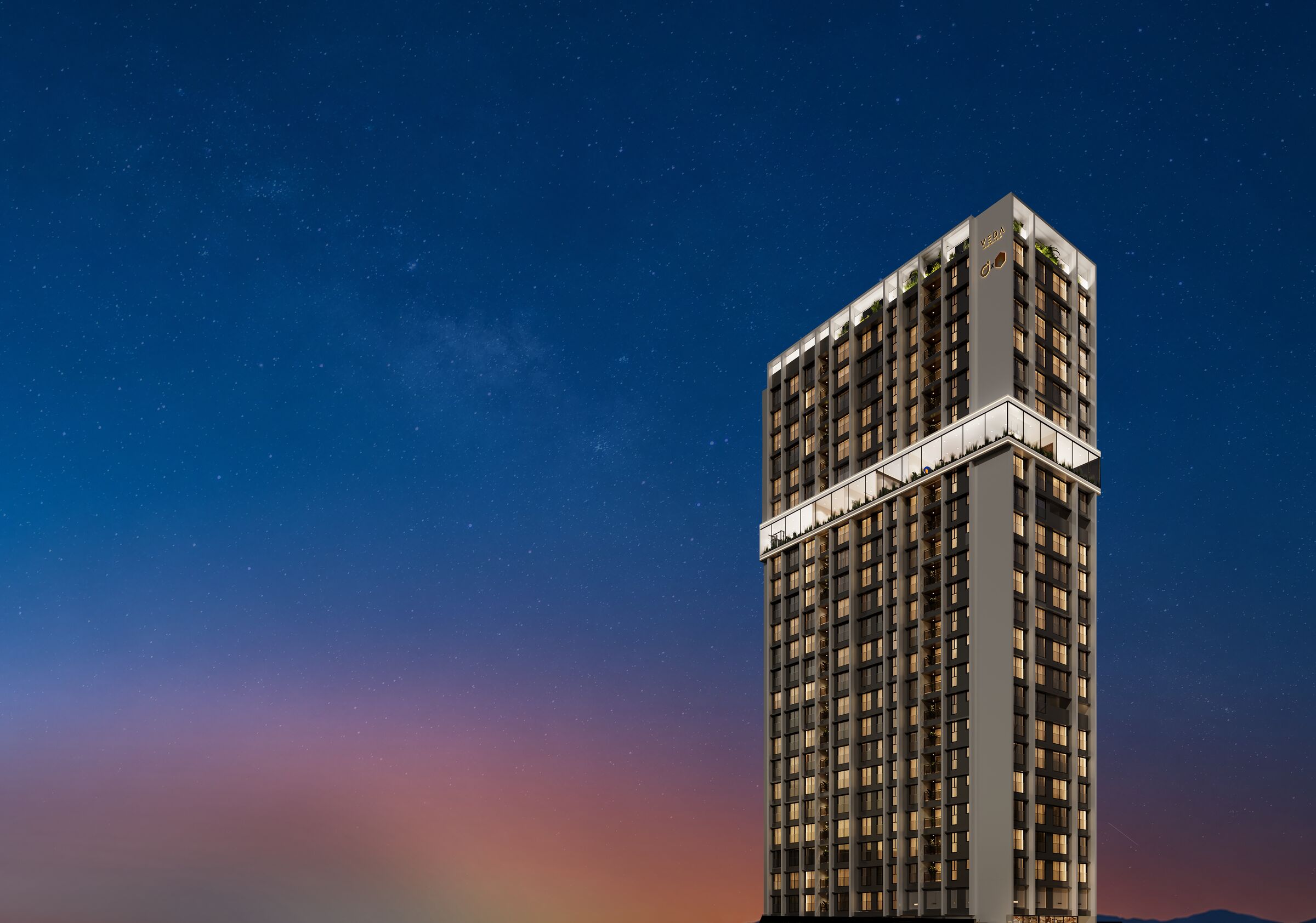 Veda by ESTO Group, Kandivali East - elevation at dusk